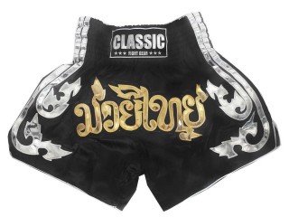 Classic Thai Boxing Kickboxing Shorts : CLS-015 Black