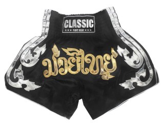 Classic Muay Thai Boxing Kickboxing Shorts : CLS-015 Black