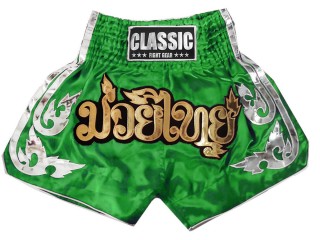 Classic Muay Thai Boxing Kickboxing Shorts : CLS-015 Green