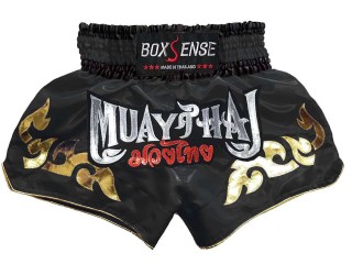 Boxsense Muay Thai Boxing Shorts : BXS-092-Black