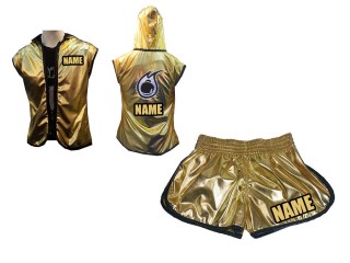 Personalized Women Thai Boxing Hoodies Jacket + Boxing Shorts : Gold