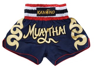 Kanong Thai Tattoo Muay Thai Boxing Shorts : KNS-120-Navy-K