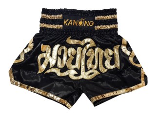 Kanong Thai Boxing Shorts : KNS-121-Black-K