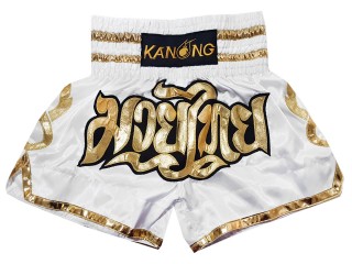 Kanong Thai Boxing Shorts : KNS-121-White-K