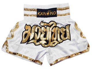 Kanong Muay Thai Boxing Shorts : KNS-121-White-K