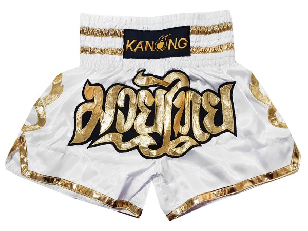 Kanong Muay Thai Shorts : KNS-121-White-K
