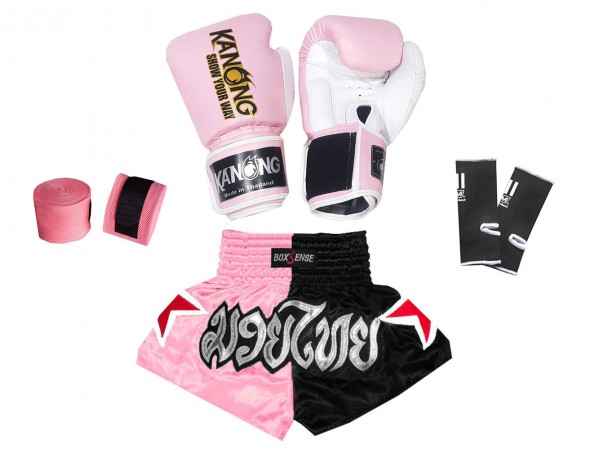 Thai Boxing complete set for Kids : Light Pink