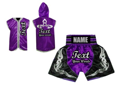 Personalised boxing costume -Boxing Hoodies and Boxing Shorts : Purple