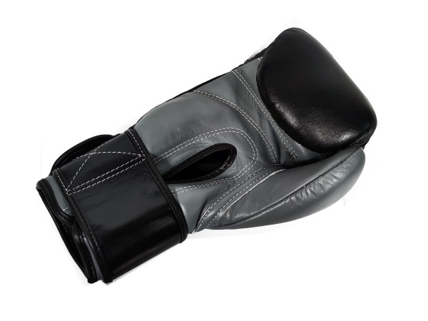 Kanong Genuine Leather Thai Boxing Gloves : Black/Grey