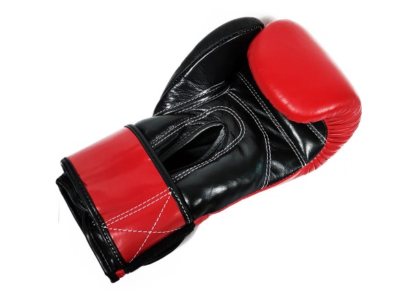 Kanong Genuine Leather Thai Boxing Gloves : Red/Black