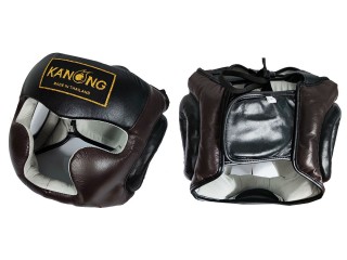 Kanong Professional Real Leather Boxing Head Gear : Brown/Black