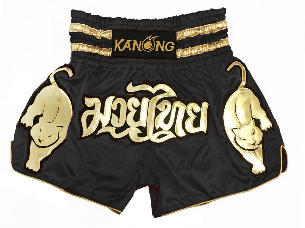 Kanong Tiger Thai Kick Box Shorts : KNS-135-Black