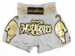 Kanong Tiger Muay Thai Kick Boxing Shorts : KNS-135-Grey