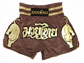 Kanong Tiger Muay Thai Kick Boxing Shorts : KNS-135-Light Brown