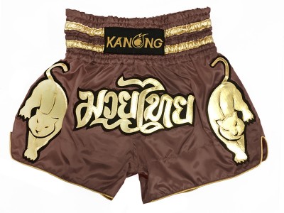 Kanong Tiger Thai Kick Boxing Shorts : KNS-135-Light Brown