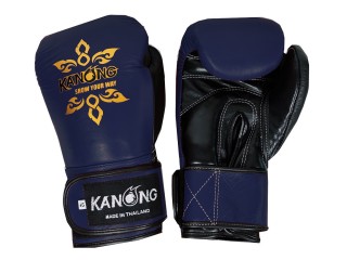 Kanong Genuine Leather Thai Boxing Gloves : Navy/Black
