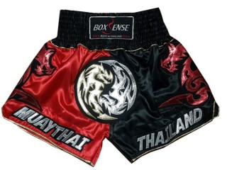 Boxsense Dragon Thai Boxing Shorts : BXS-003-Red-Black