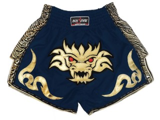 Boxsense Dragon Thai Boxing Shorts Retro : BXSRTO-026-Navy