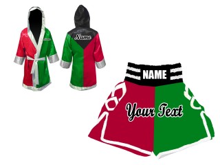 Personalized Kanong Boxing Gown + Boxing Shorts : Black/Green/Red