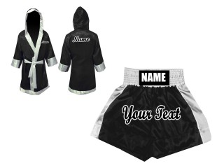 Personalized Kanong Boxing Gown + Boxing Shorts : Black