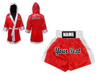 Personalized Kanong Boxing Gown + Boxing Shorts : Red