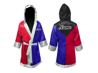 Customized Kanong Muay Thai Boxing Robe with hood : Black/Blue/Red