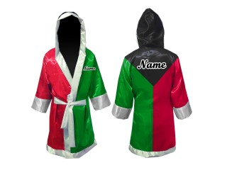 Customized Kanong Muay Thai Boxing Robe with hood : Black/Green/Red