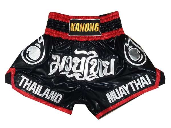 Kanong Muay Thai Boxing Shorts : KNS-118-Black | muaythaisport.com