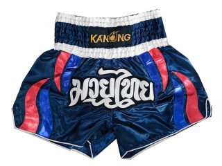 Kanong Flame Thai Boxing Shorts : KNS-138-Navy