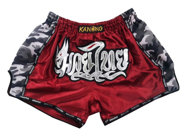 Kanong Retro Thai Boxing Shorts : KNSRTO-231-Maroon