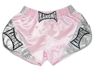 Kanong Retro Womens Muay Thai Shorts : KNSRTO-201-Pink-Silver