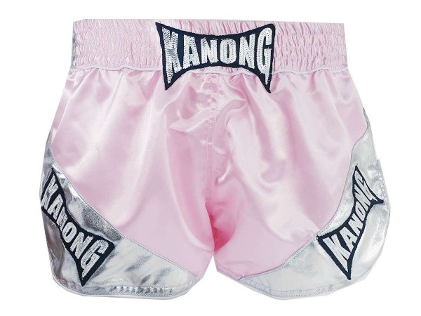 Kanong Woman Retro Thai Boxing Shorts : KNSRTO-201-Pink-Silver