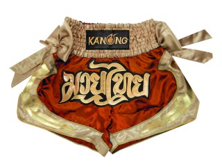Kanong Muay Thai Boxing Shorts with ribbons : KNS-132-Orange