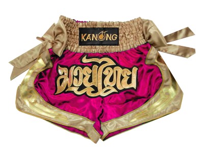 Kanong Kick Boxing Shorts with ribbons : KNS-132-Rose
